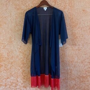 LULAROE Fringed cardigan/cover up size Small